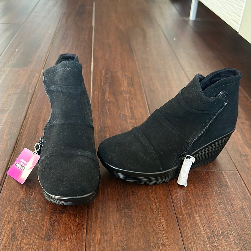 Skechers Black Wedge Ankle Boots